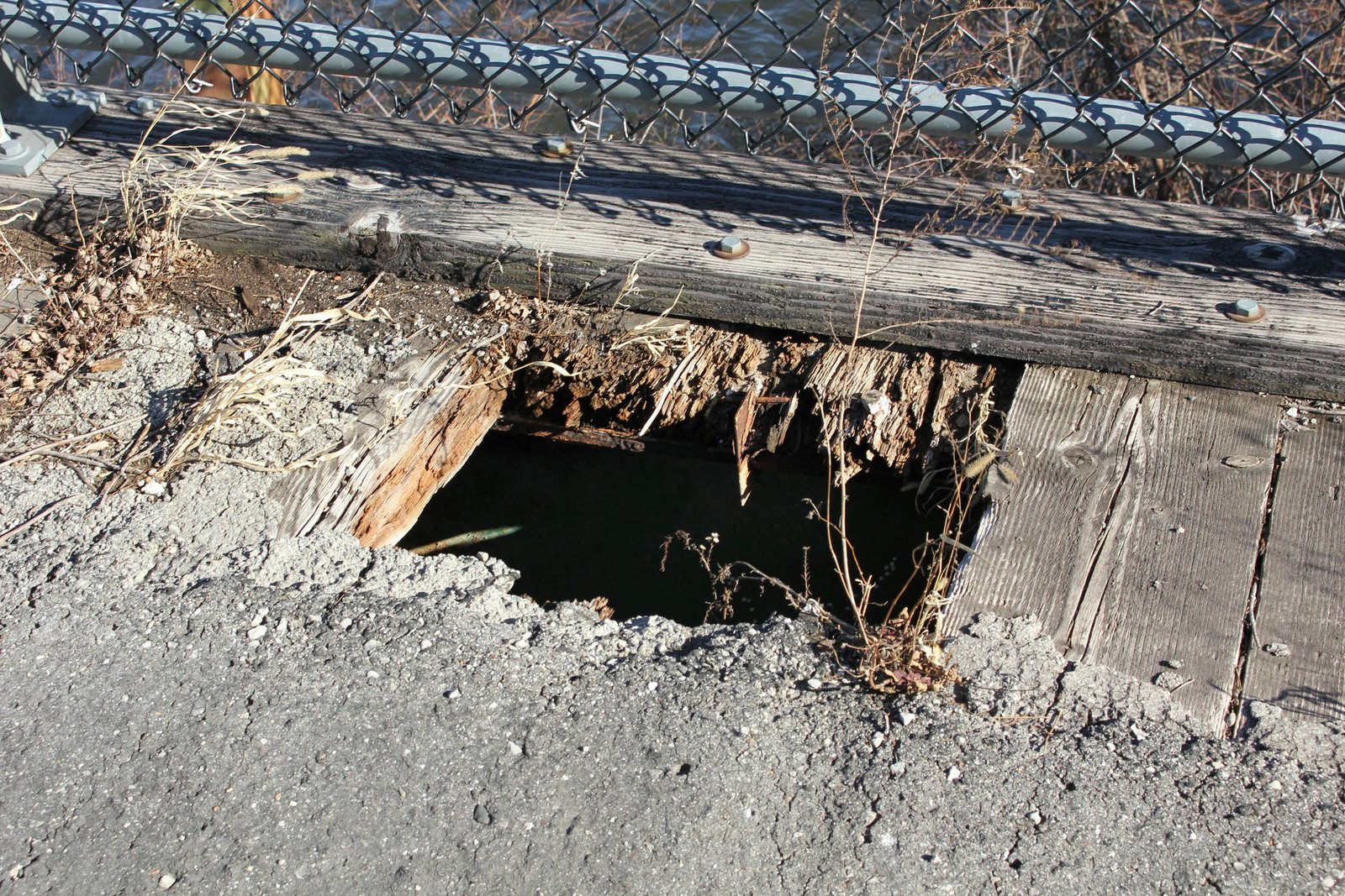 Hole in deck